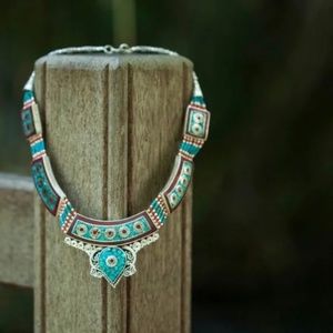 Stunning Antique Original Tibetan Necklace, Cloisonné, Excellent condition